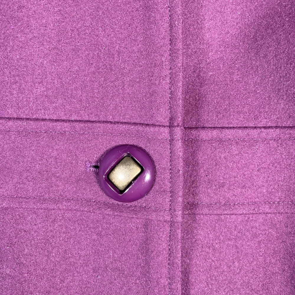 Tulle Purple Wool Blend Coat Button Front Lapel Collar Lined Women's Size L - Picture 3 of 16